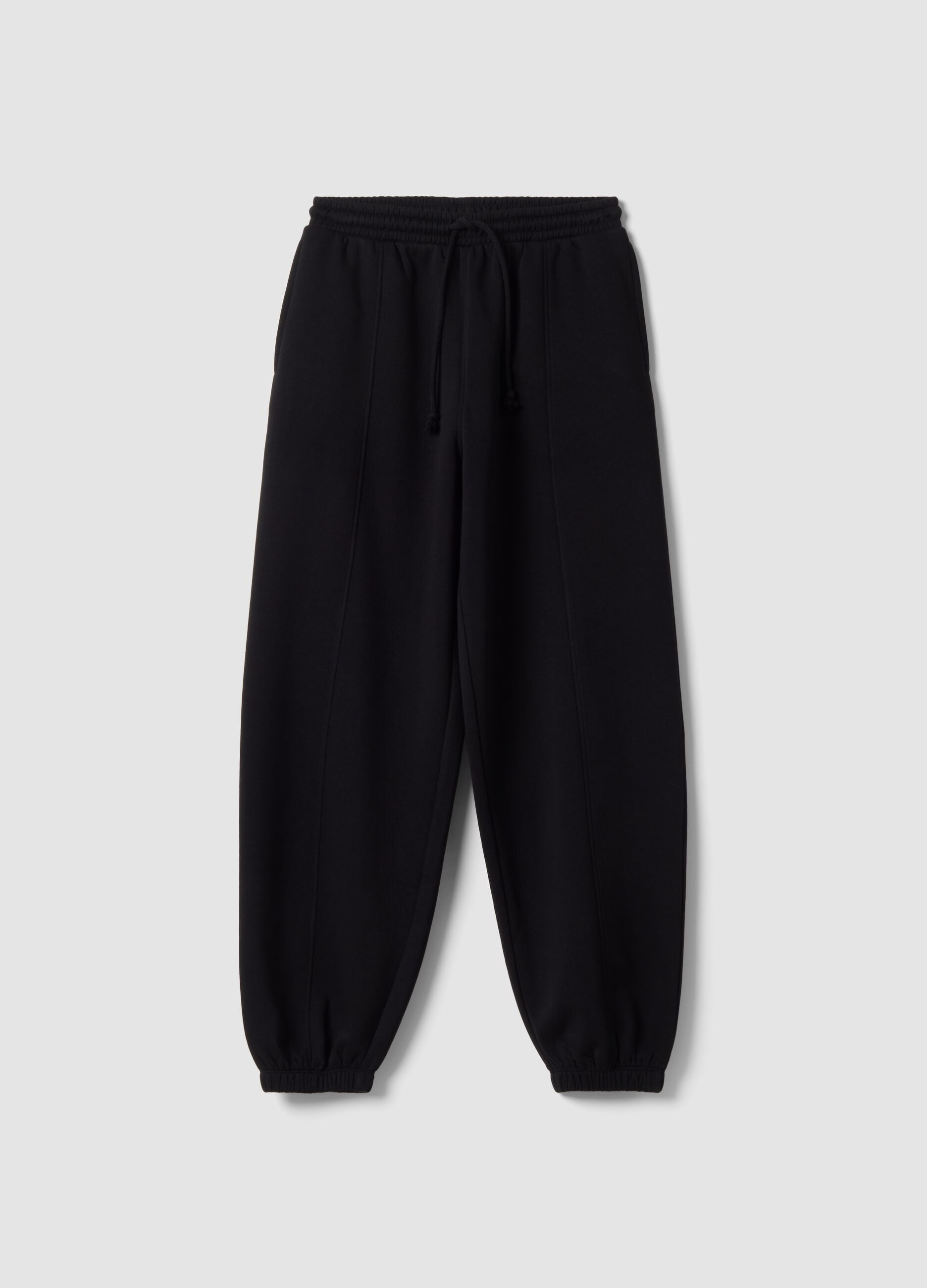 Black cotton-blend joggers with drawstring waist