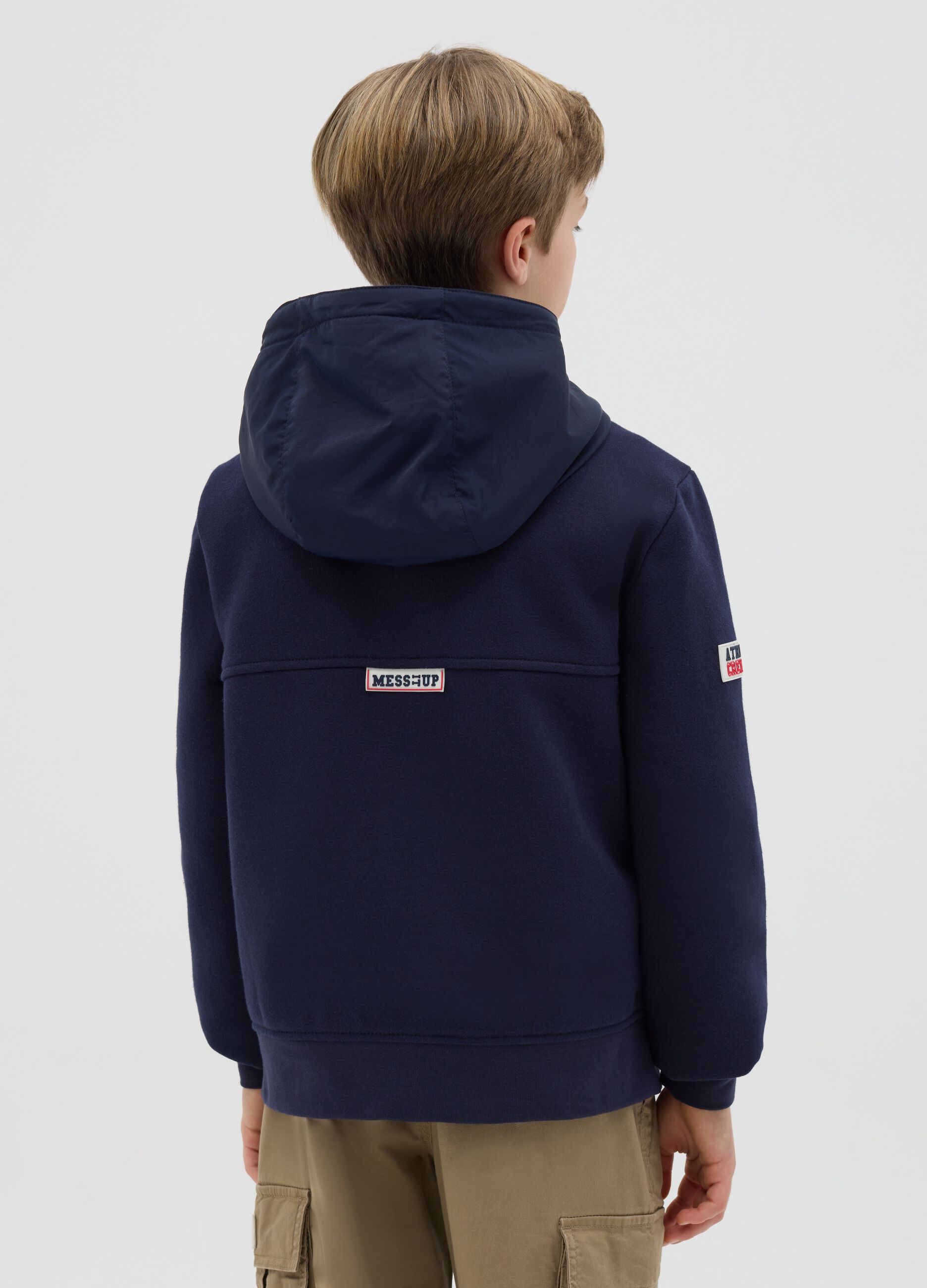 Full-zip quilted jacket with "LND" embroidery