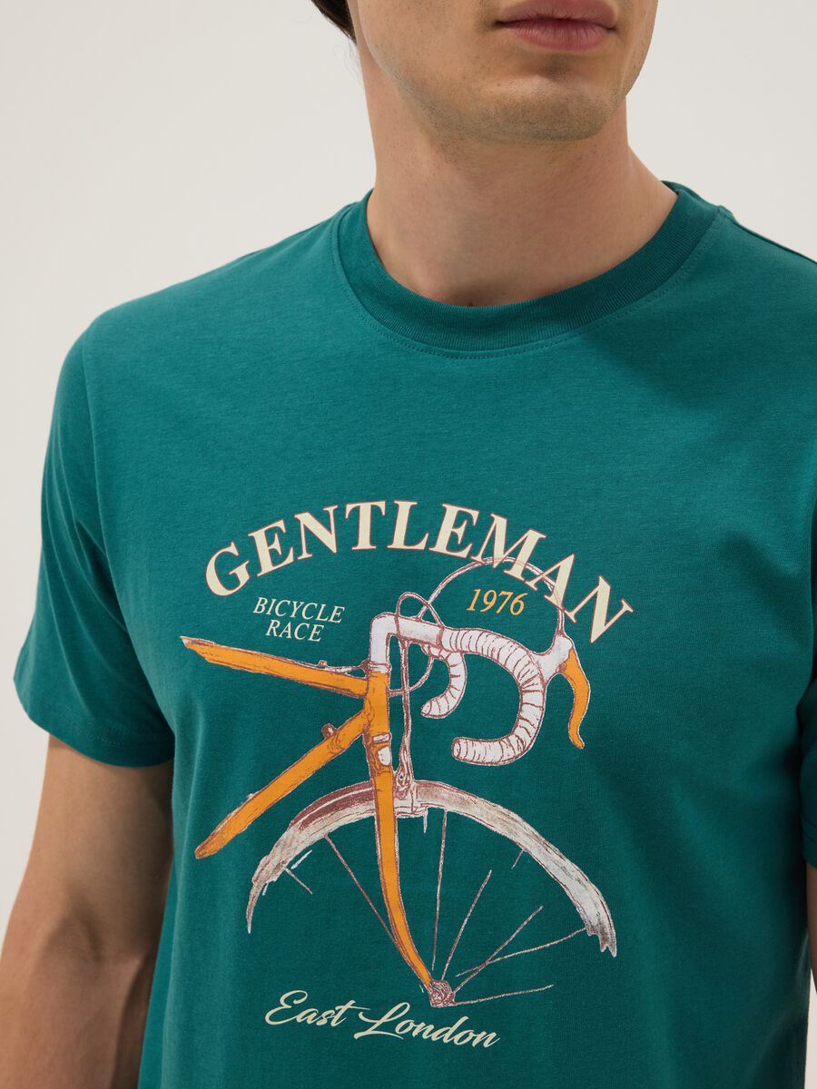 T-shirt verde a maniche corte in puro cotone regular fit_2