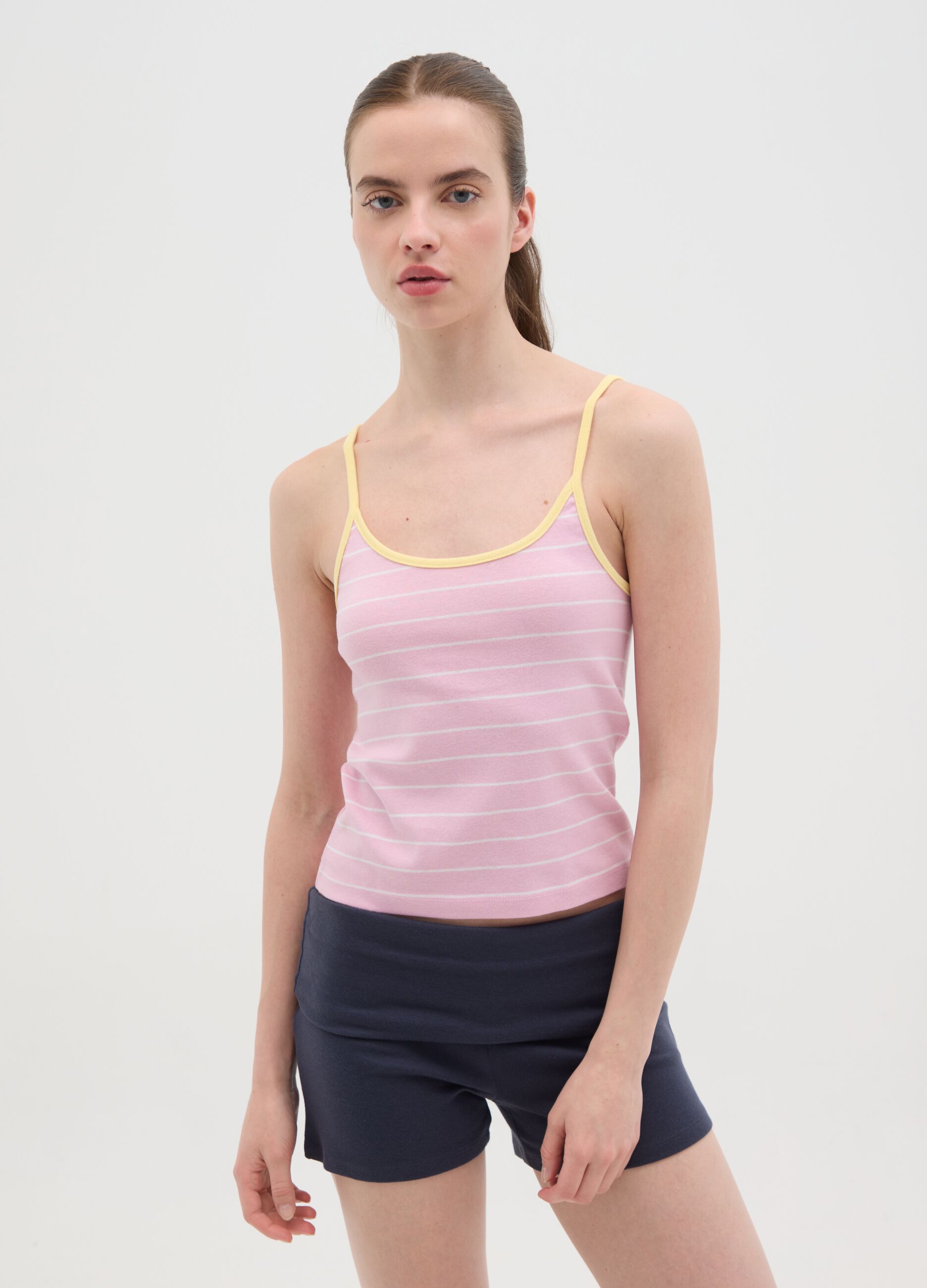 Canotta da donna in puro cotone multicolor regular fit