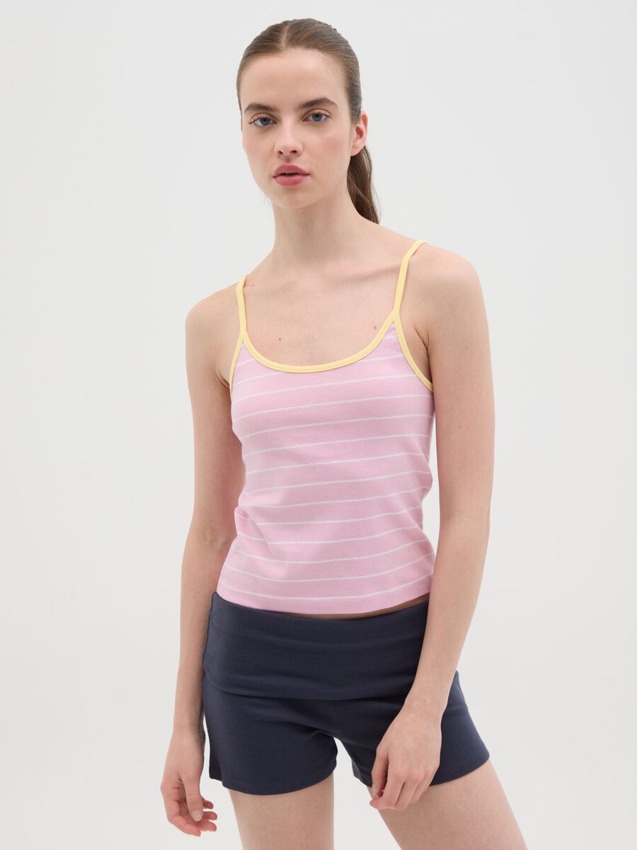 Women's multicolour pure cotton tank top regular fit_0
