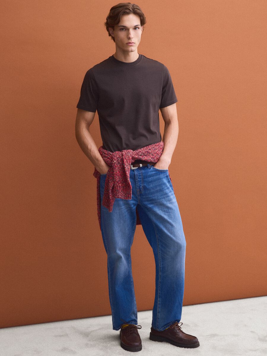 Brown crew-neck T-shirt in pure Supima cotton, regular fit_2