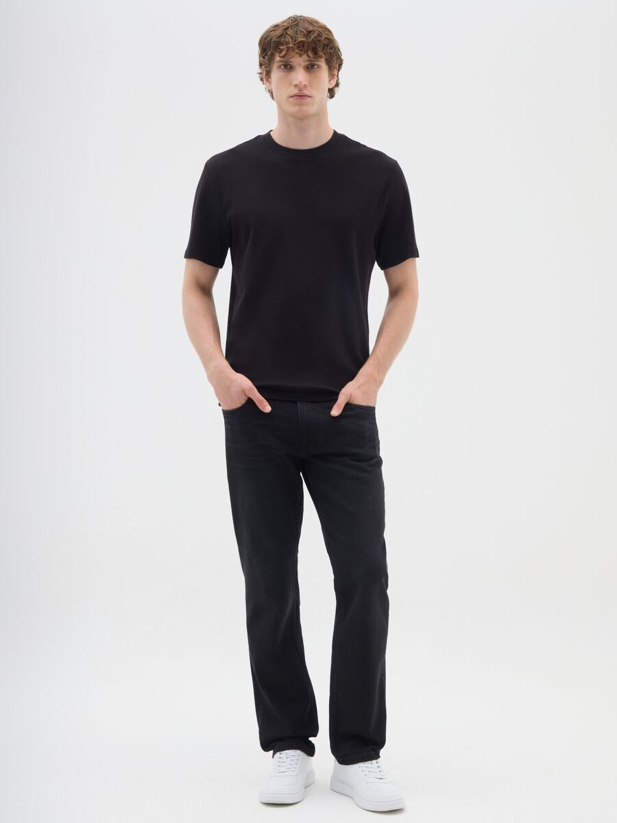 Jeans da uomo in cotone elasticizzato nero comfort_0