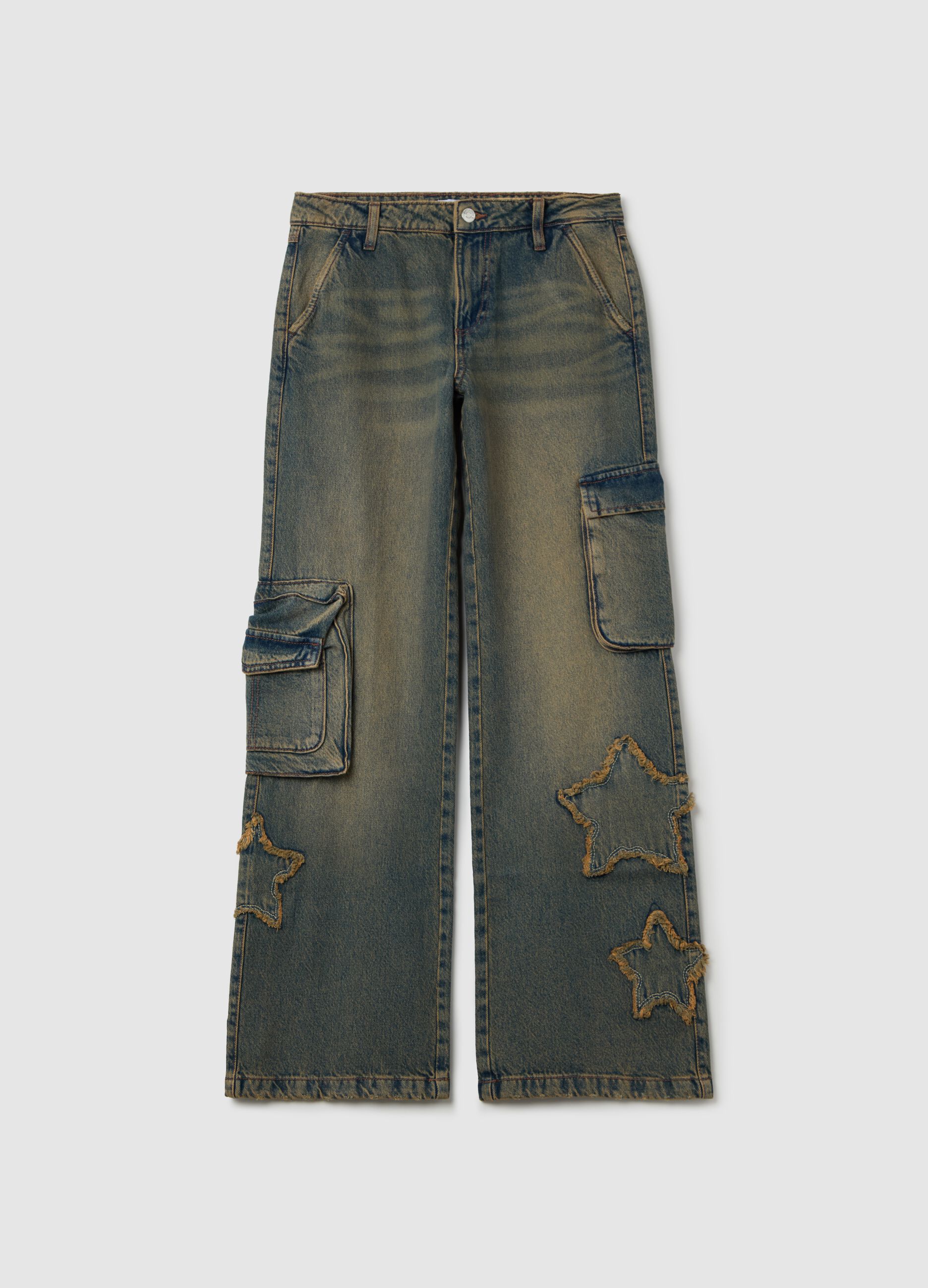 Cargo jeans with stars application