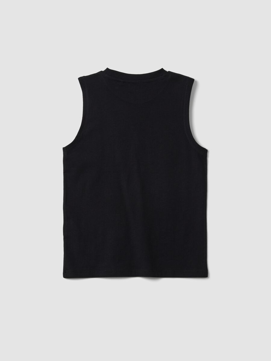 Black slogan vest top in pure cotton, oversized fit_4
