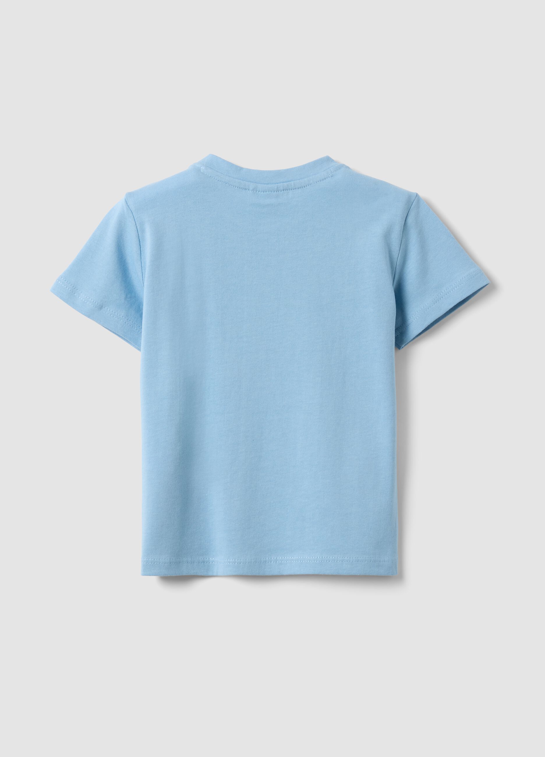 T-shirt in puro cotone azzurro da bimbo regular fit con stampa