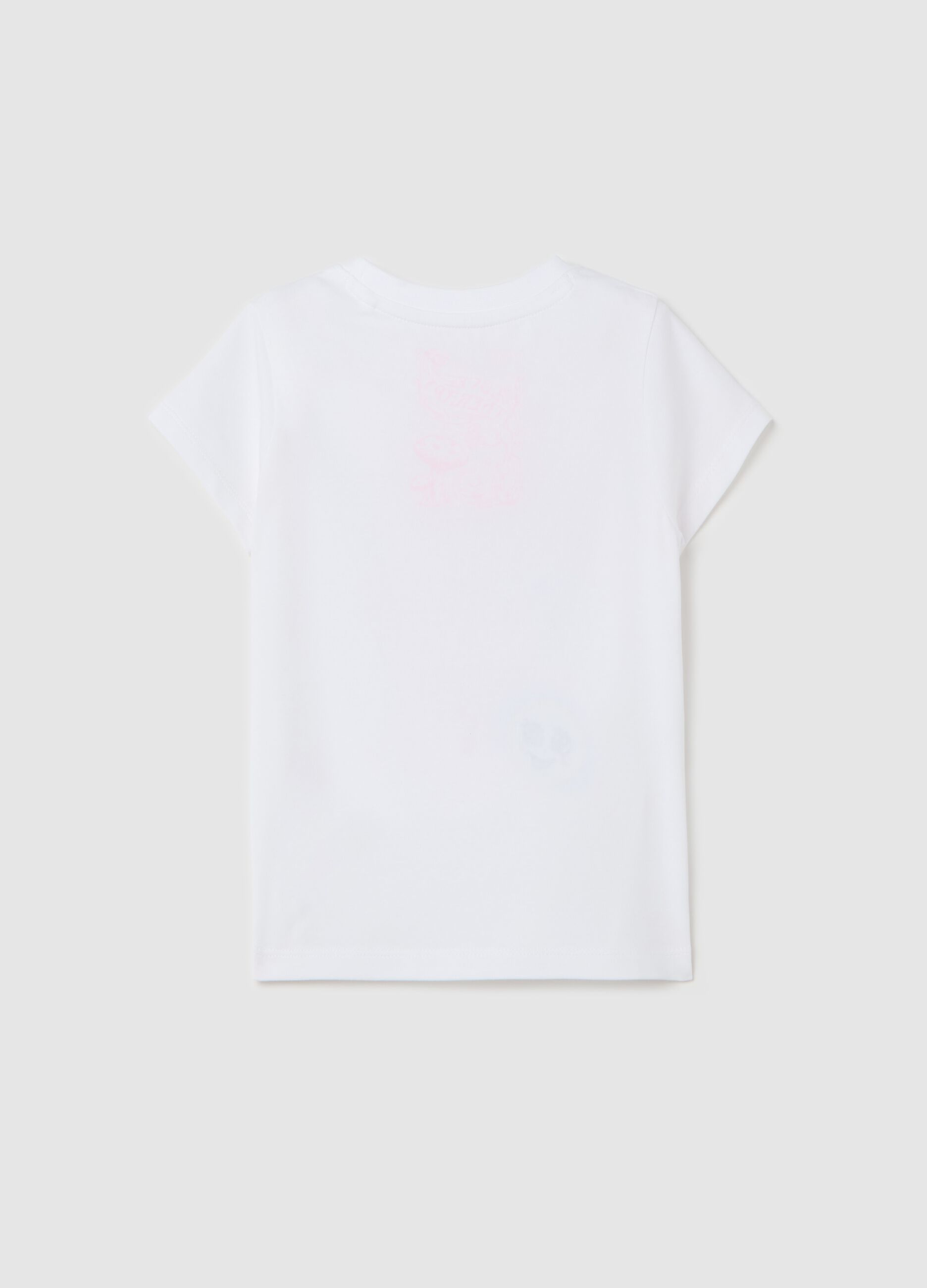 T-shirt with flowers print and lettering embroidery
