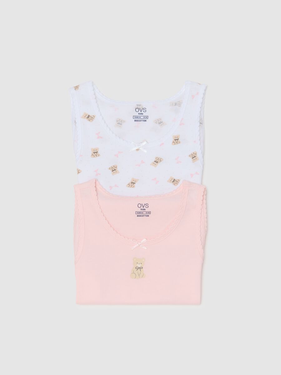 Girls' double pack of multicolour cotton vests - regular fit_3