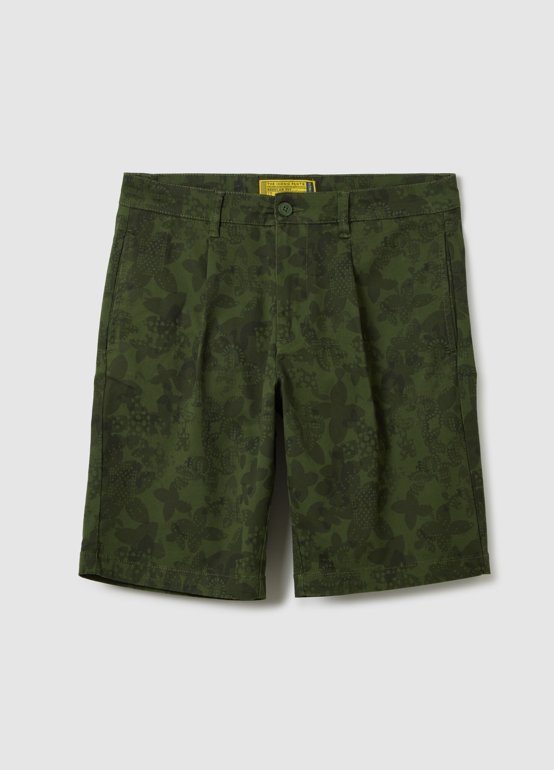Bermuda da uomo in cotone verde regular fit