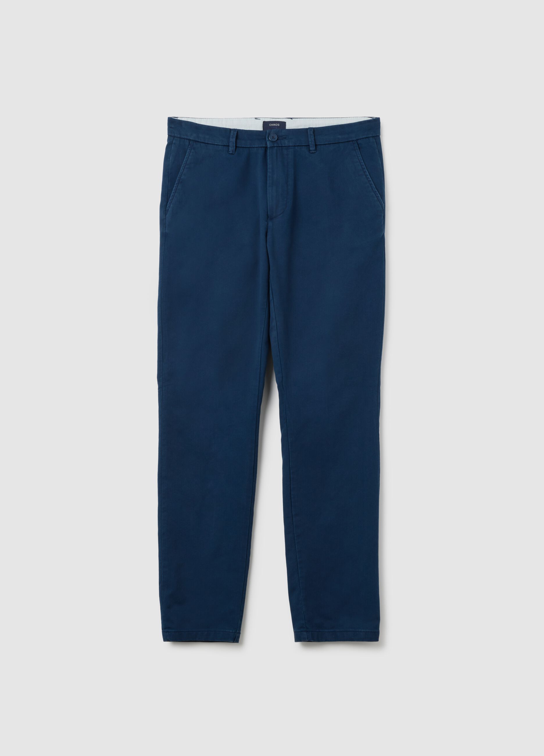 Blue cotton slim fit trousers