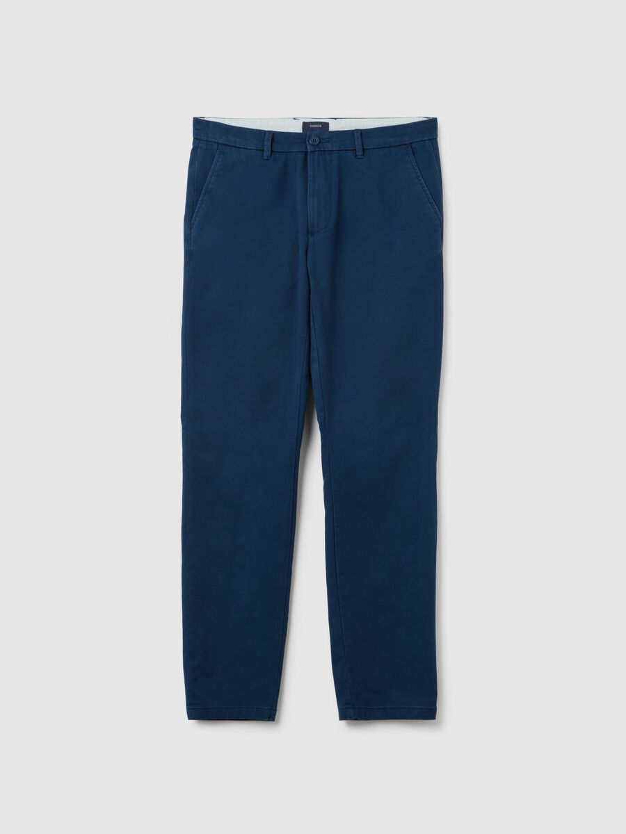 Blue cotton slim fit trousers_4