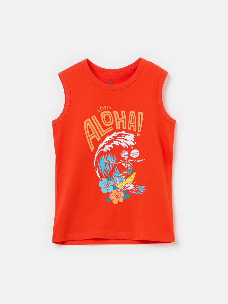 Tank top con stampa hawaiana_0