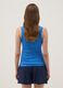 Tank top blu in cotone elasticizzato a costine fitted_3