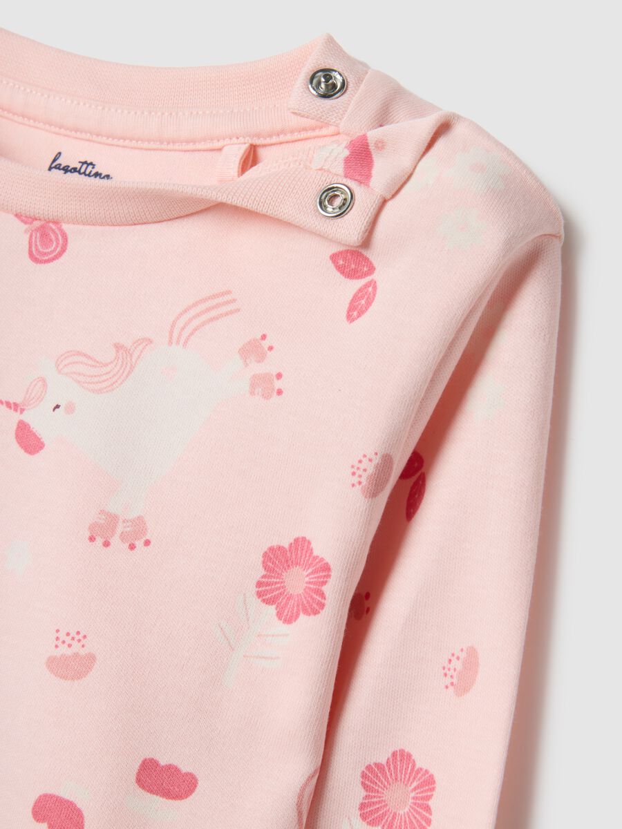 Multicoloured pure cotton regular fit pyjamas for baby girls with unicorns_2