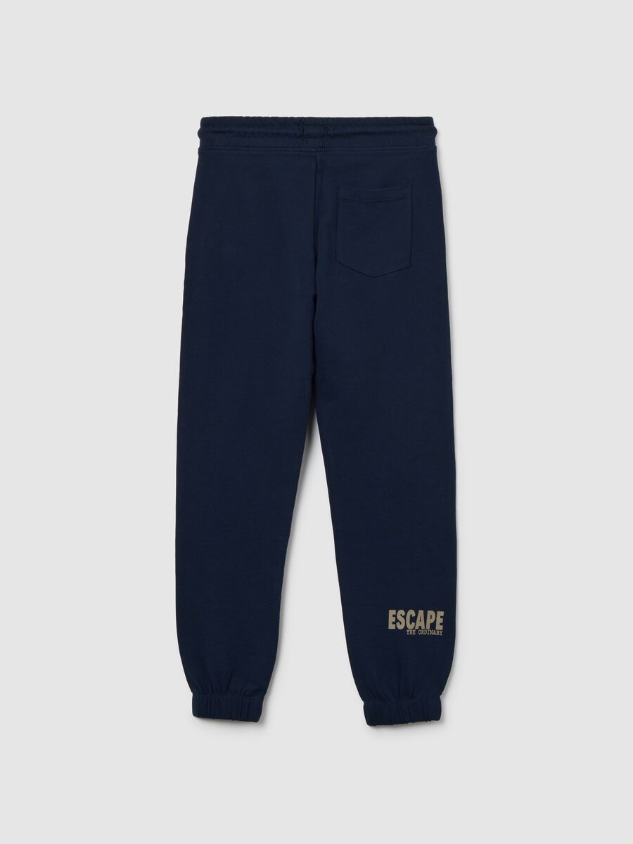 Pantaloni da ragazzo in puro cotone blu regular fit_1