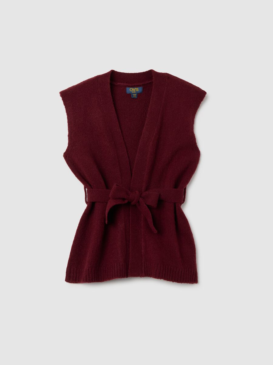 Girls' Red Regular Fit Cardigan_0