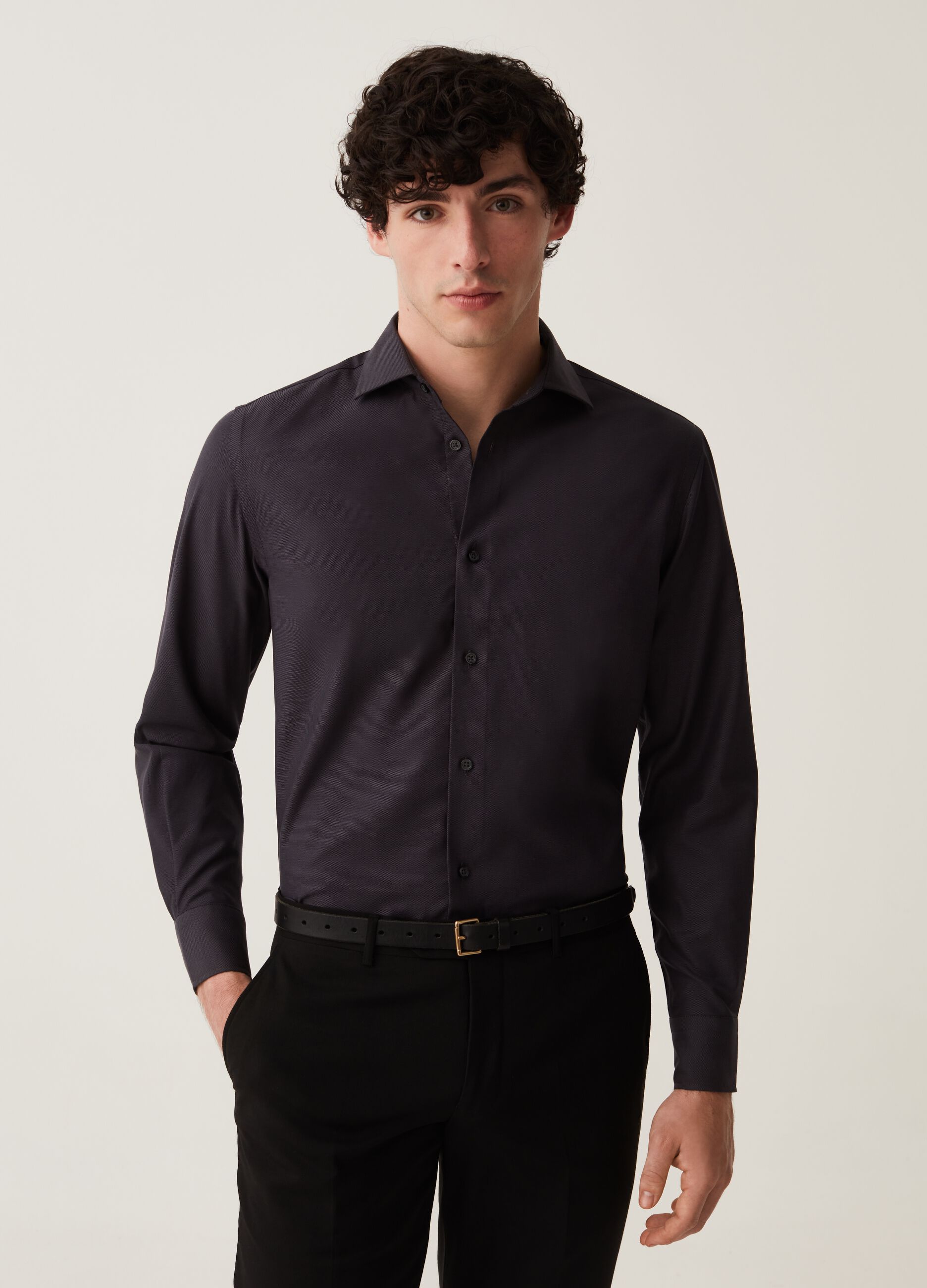 Regular-fit shirt in no-iron cotton