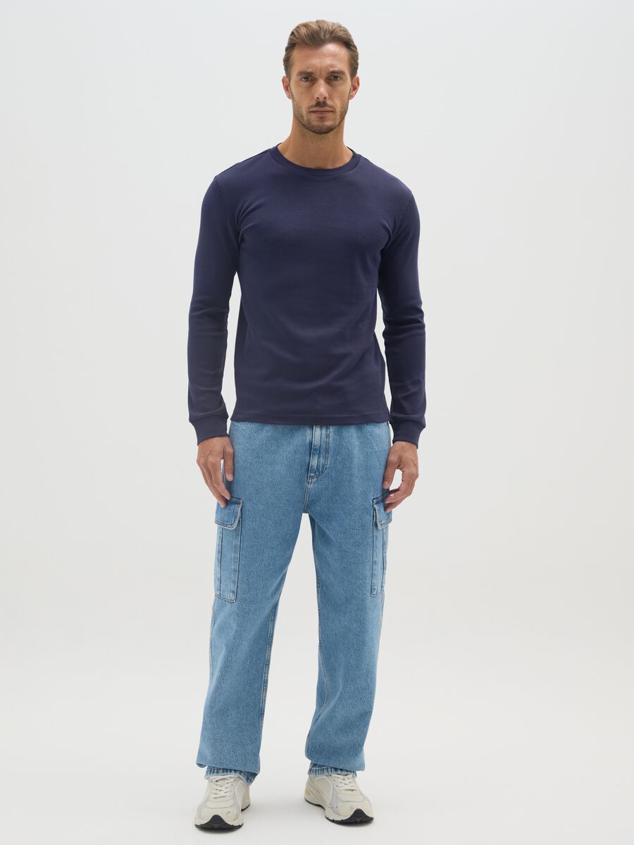 T-shirt in puro cotone blu regular fit_1