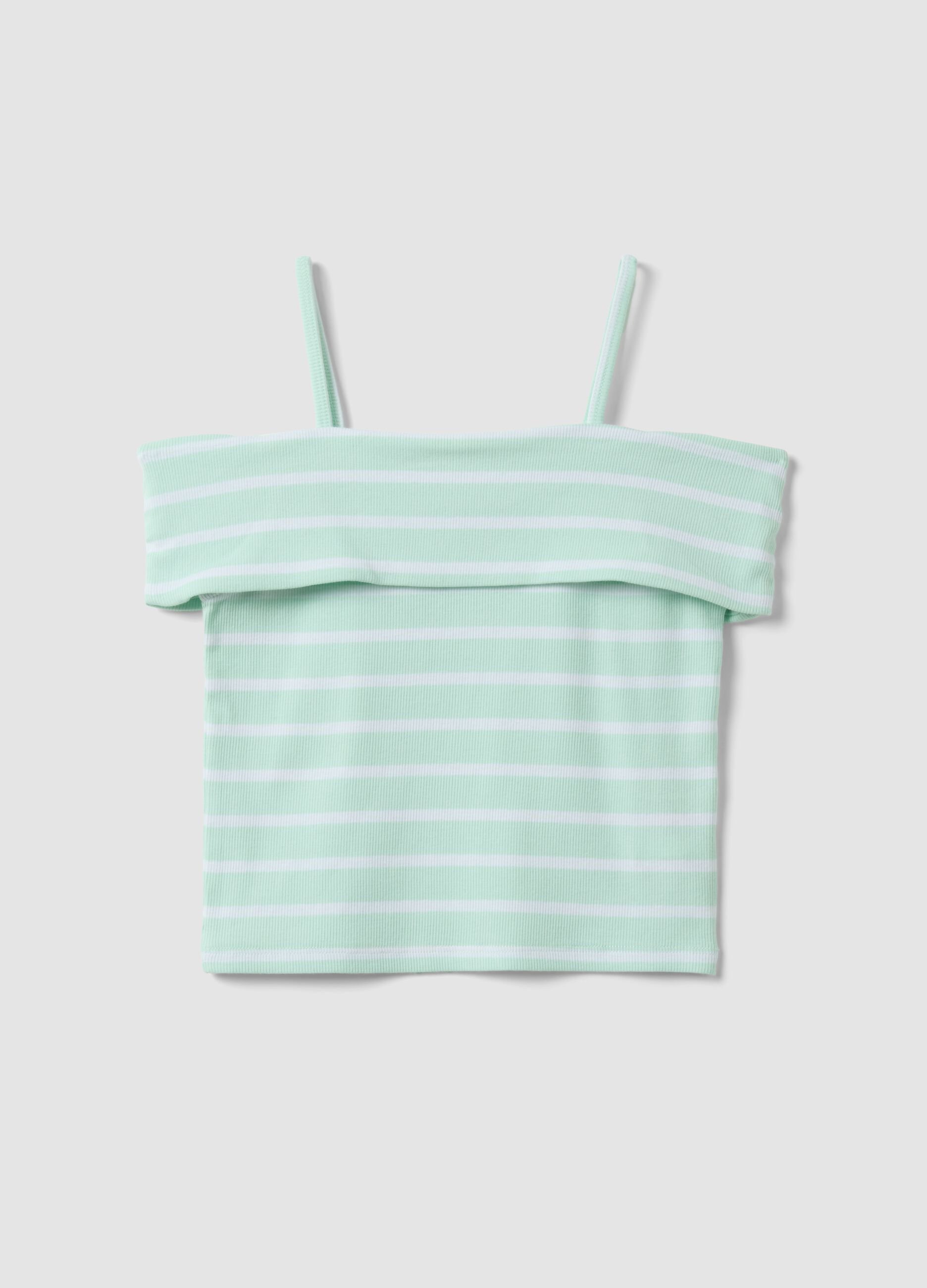 Girls&rsquo; multicolour striped stretch cotton camisole top