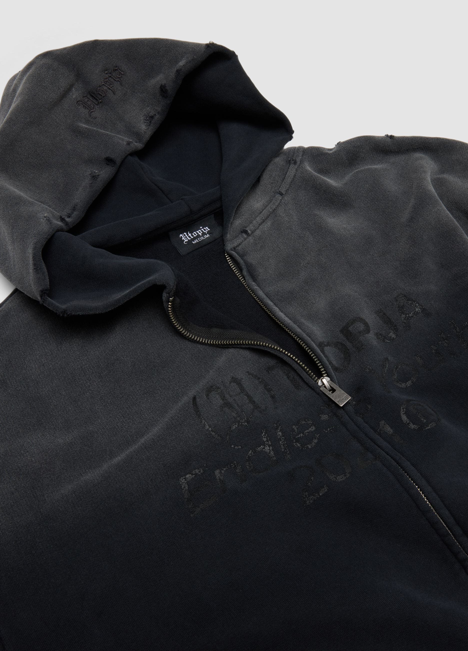 Full-zip Hoodie Sunfaded Black