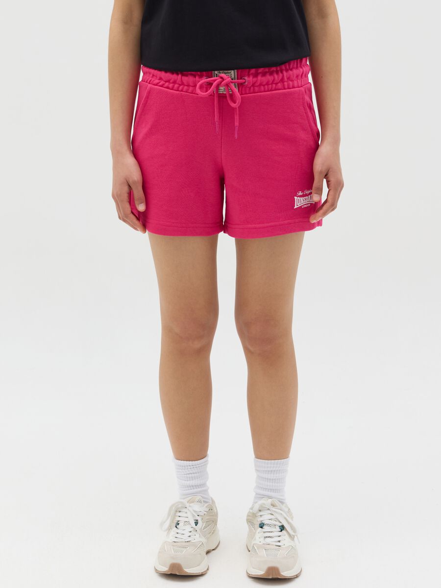 Shorts fuxia con stampa logo_1