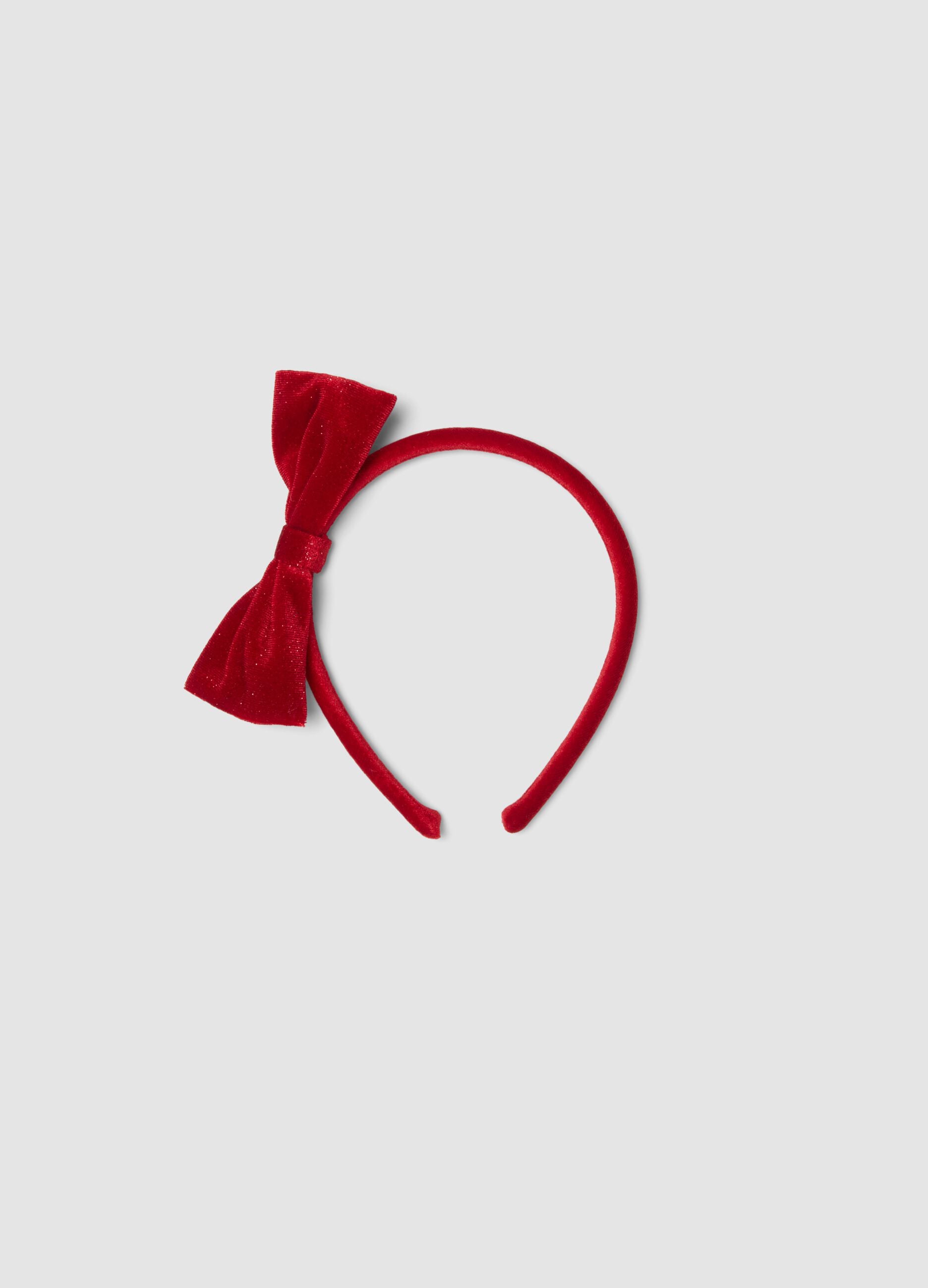 Cerchietto rosso glitter con fiocco