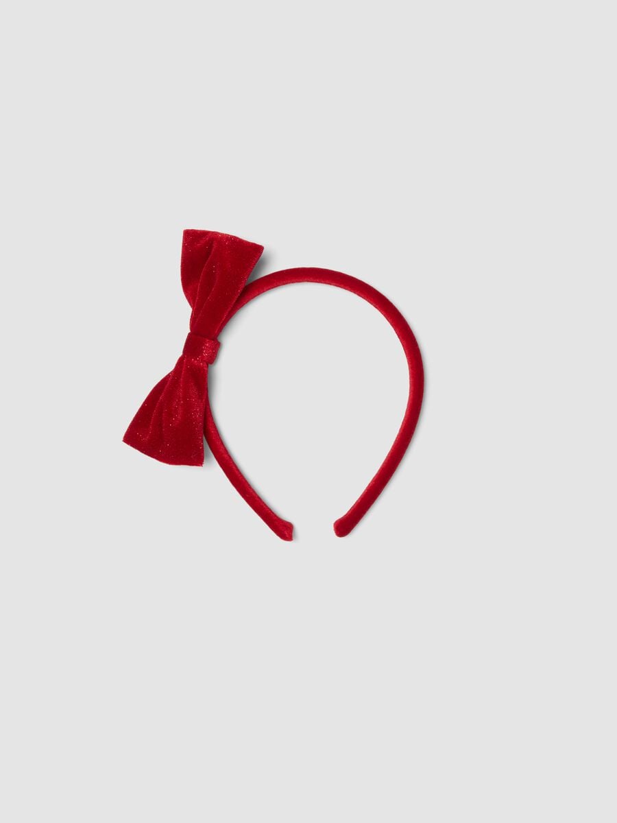 Cerchietto rosso glitter con fiocco_0