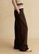Brown wide leg linen blend trousers_3