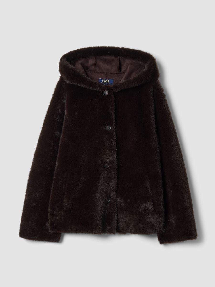 Giacca marrone regular fit con cappuccio_4