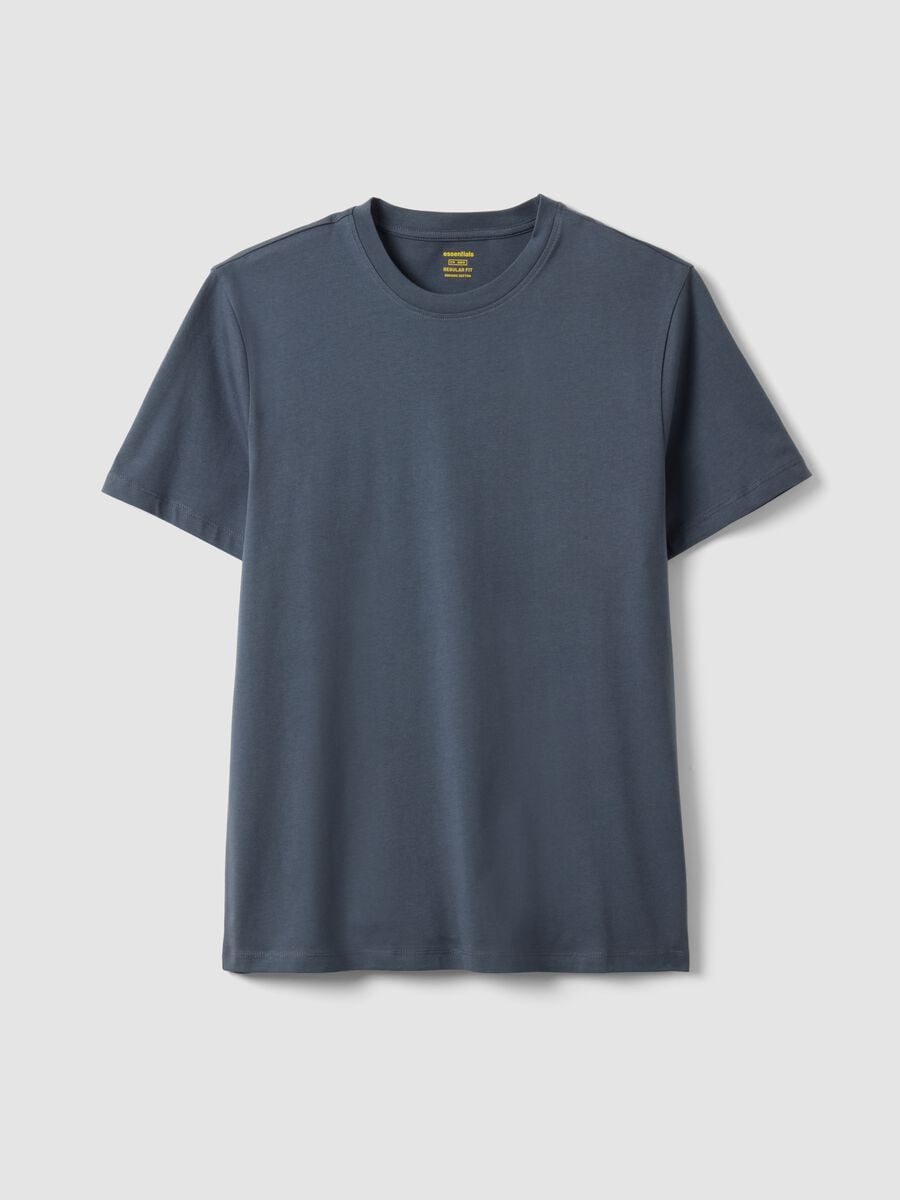 T-shirt a maniche corte in puro cotone blu regular fit_4