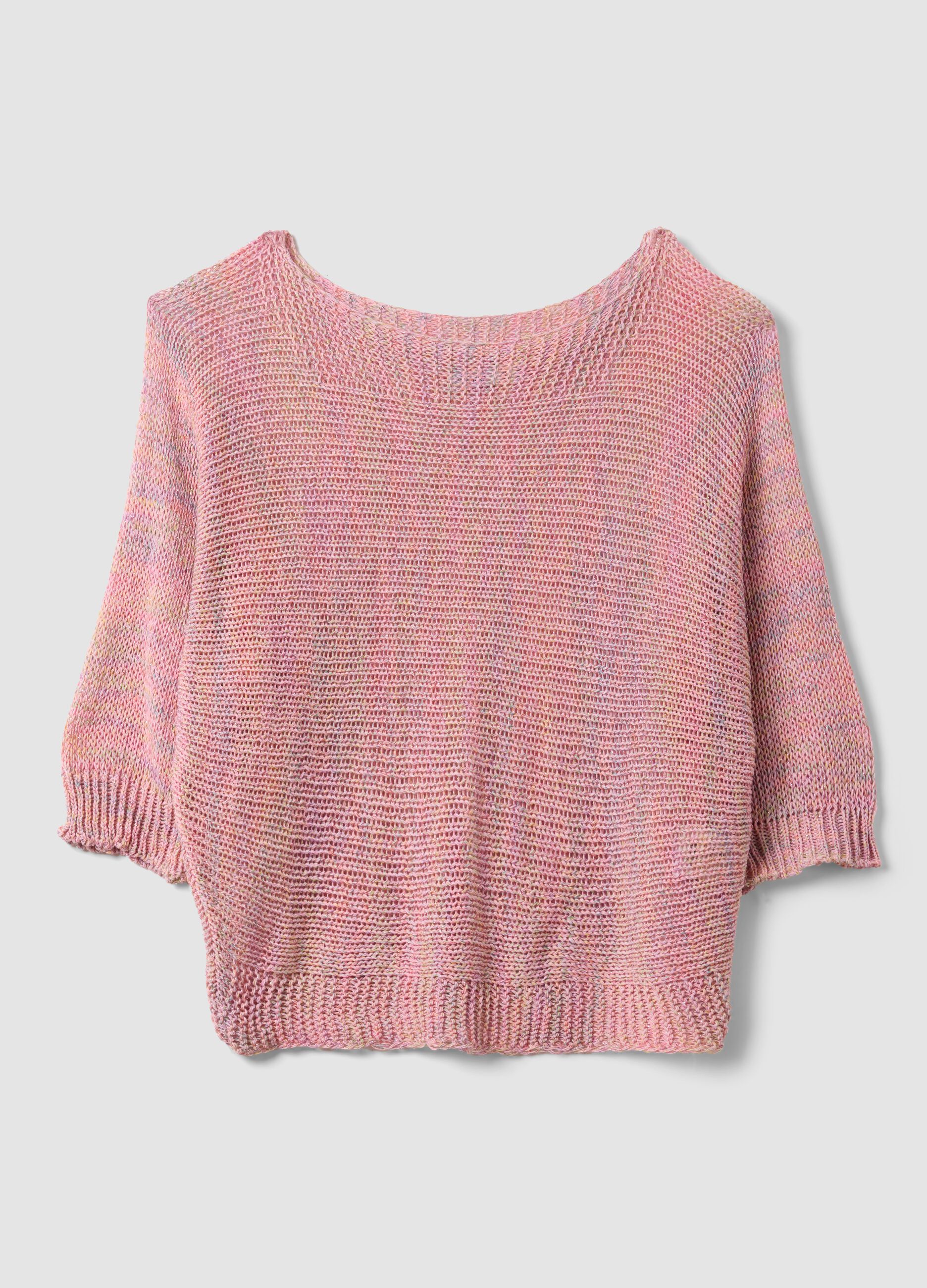 Pink viscose-blend knit top