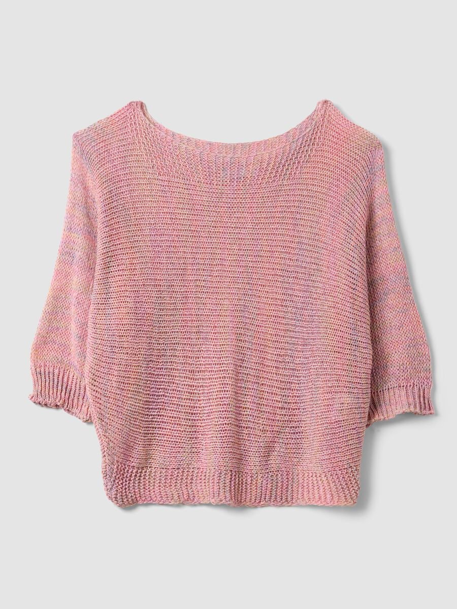 Pink viscose-blend knit top_0