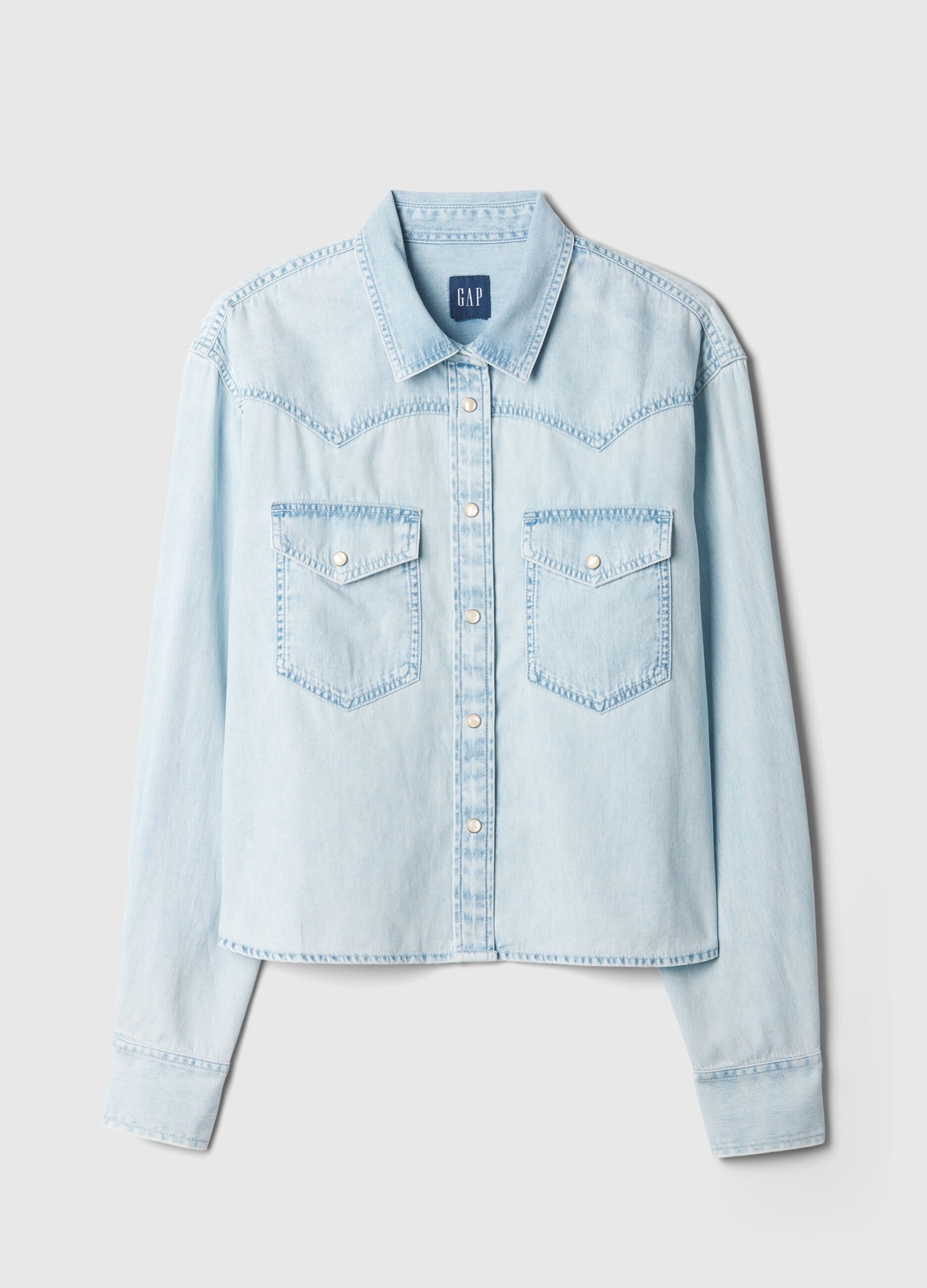 Cropped western shirt in denim