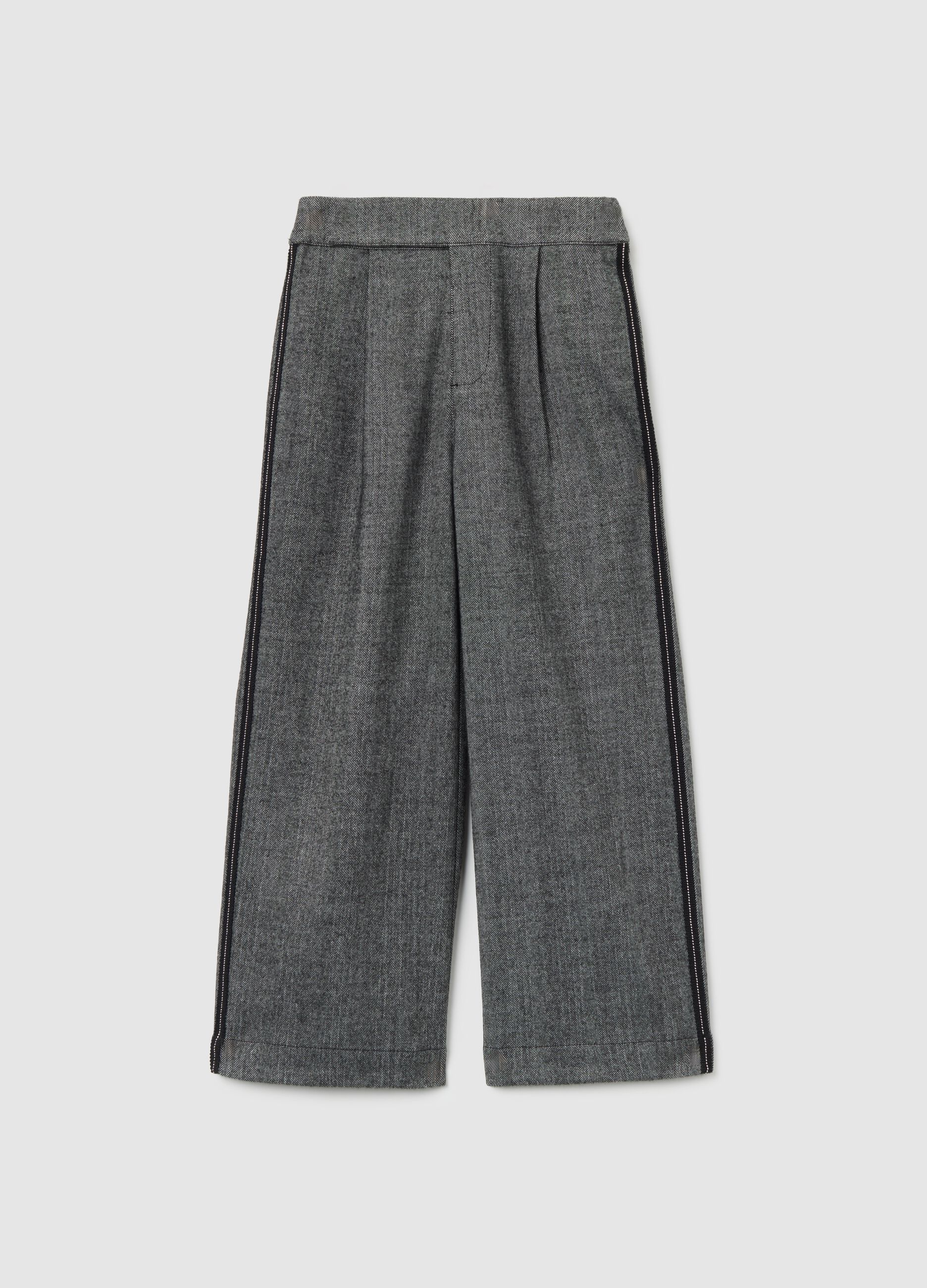 Girls' Grey Wide-Leg Trousers
