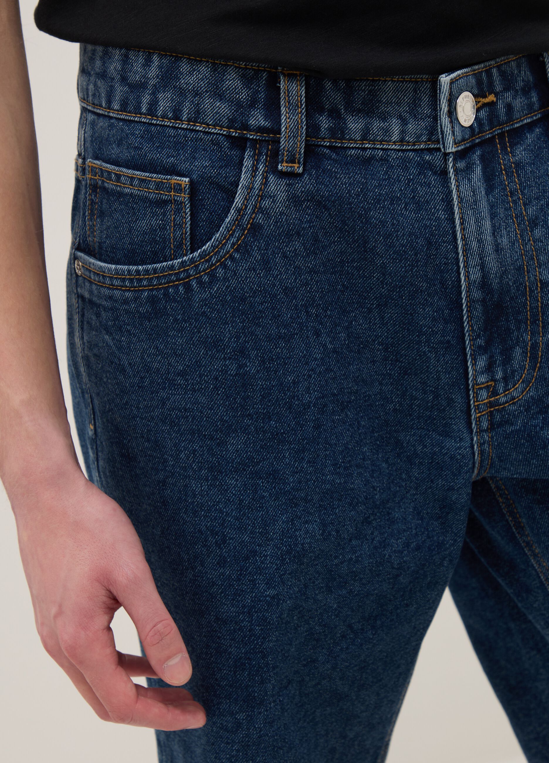 Slim Fit Blue Denim Cotton Blend Shorts
