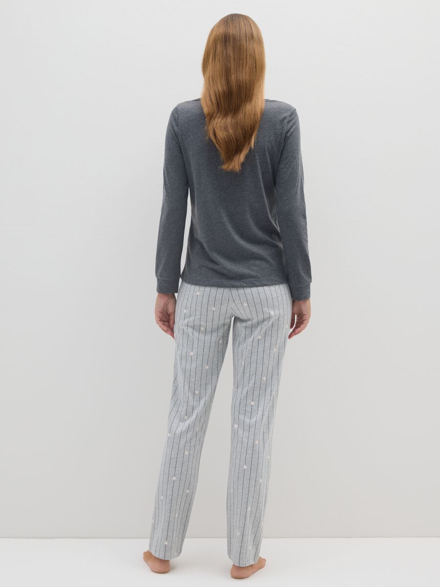 Pigiama a righe grigio regular fit con stampa_2