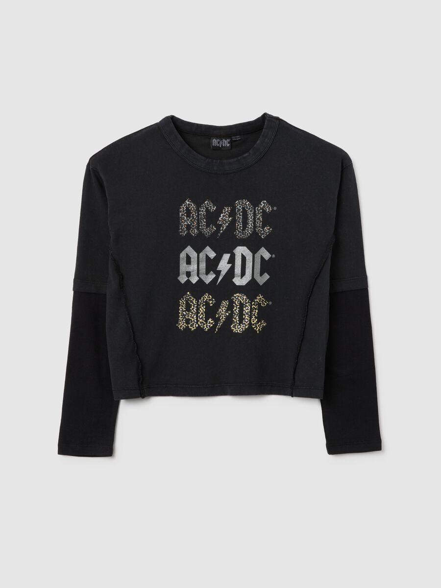 Maglia da ragazze in puro cotone multicolor boxy fit con grafica AC/DC_3