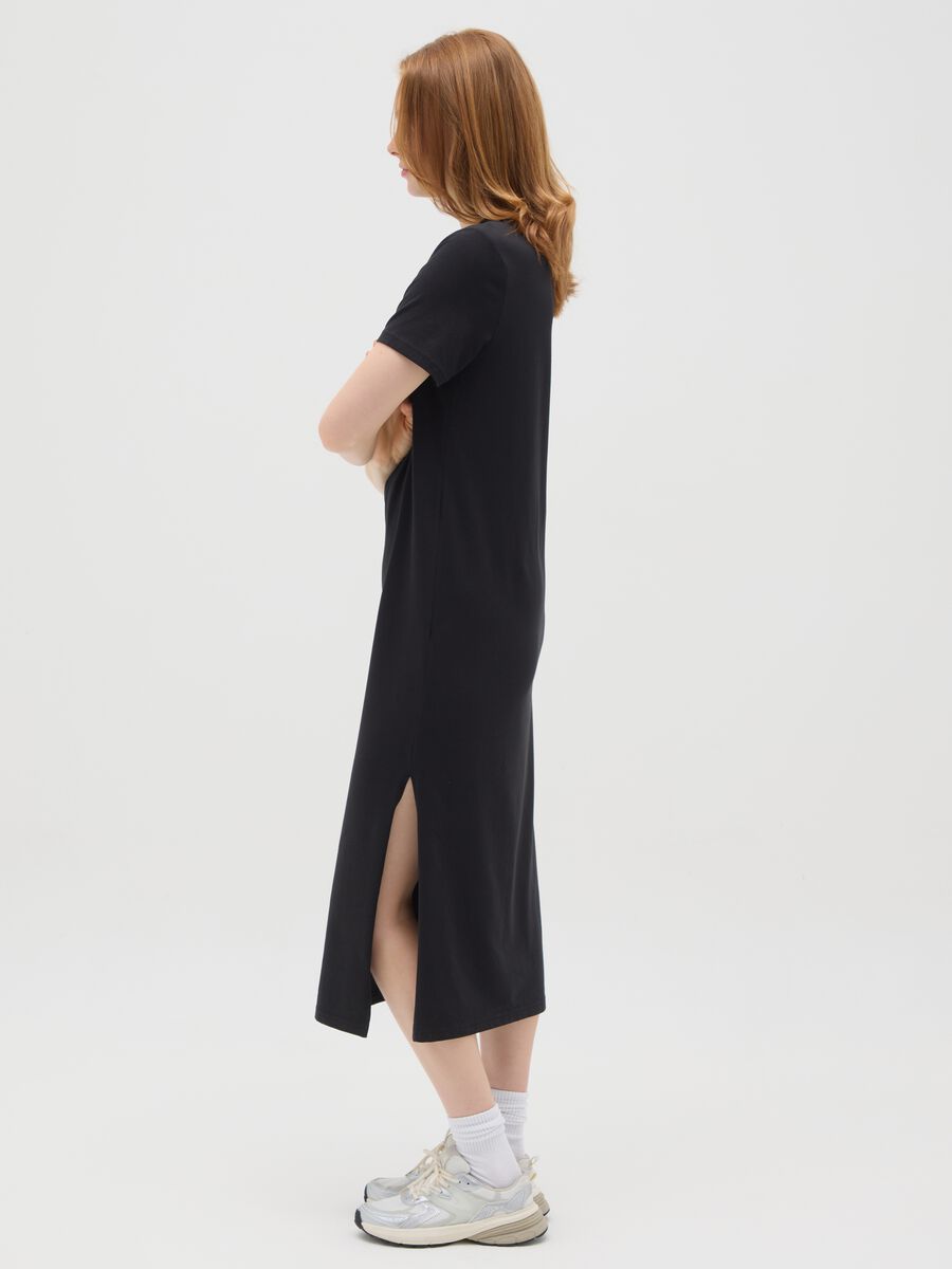 Women's long black stretch cotton dress_1