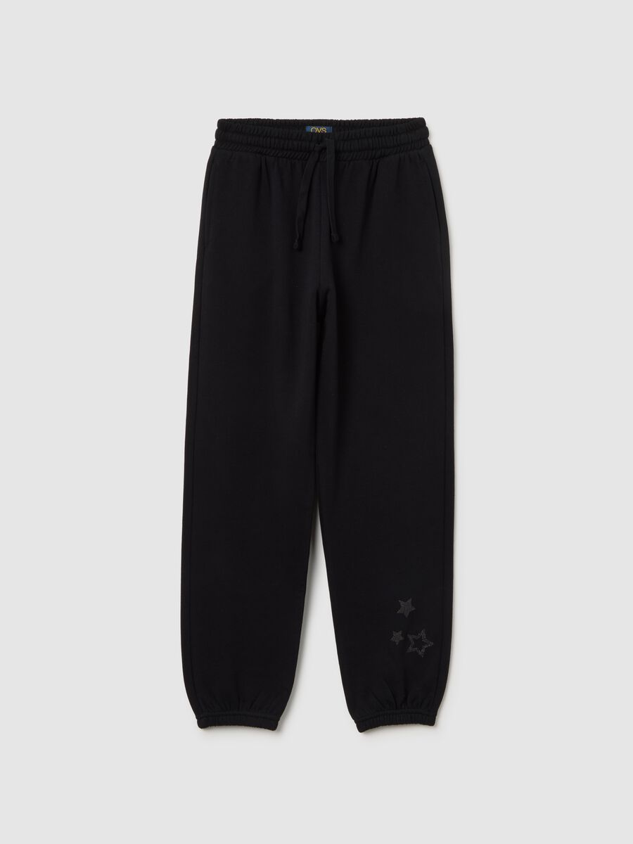 Girls' Black Cotton Jogger Trousers_3
