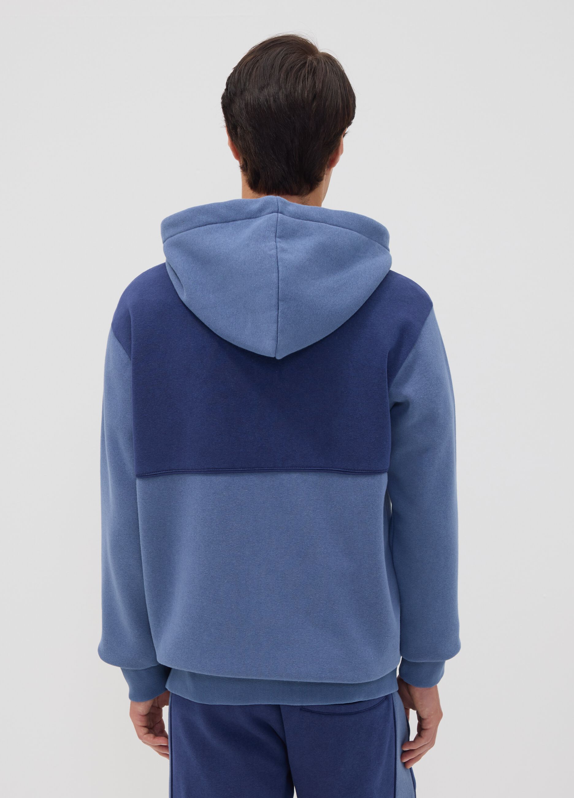 Blue cotton-blend hooded sweatshirt with logo
