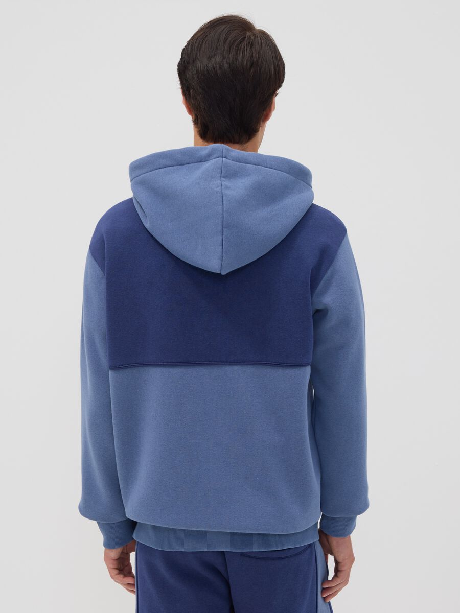 Blue cotton-blend hooded sweatshirt with logo_3