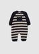 Striped knit onesie with teddy bear_0