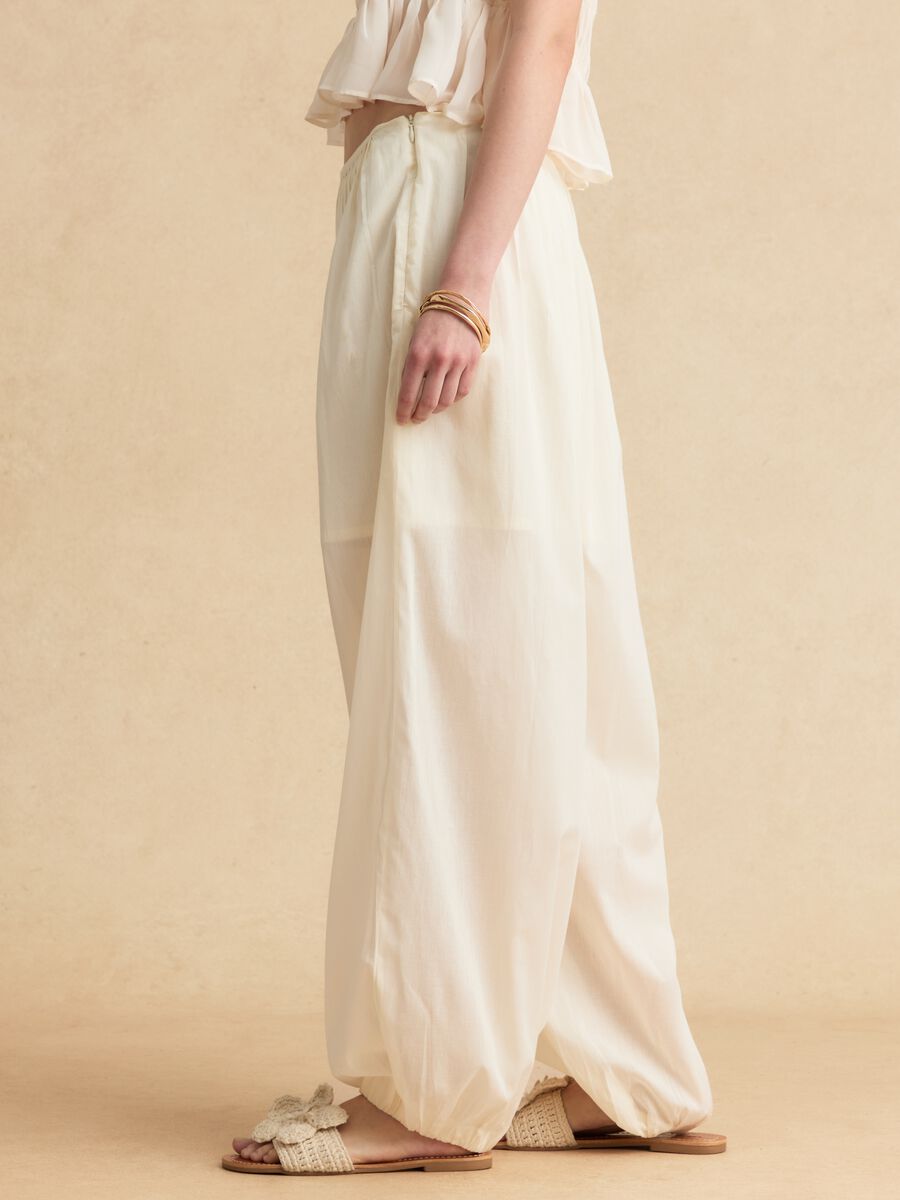 Pantaloni jogger in puro cotone bianco relaxed fit_3