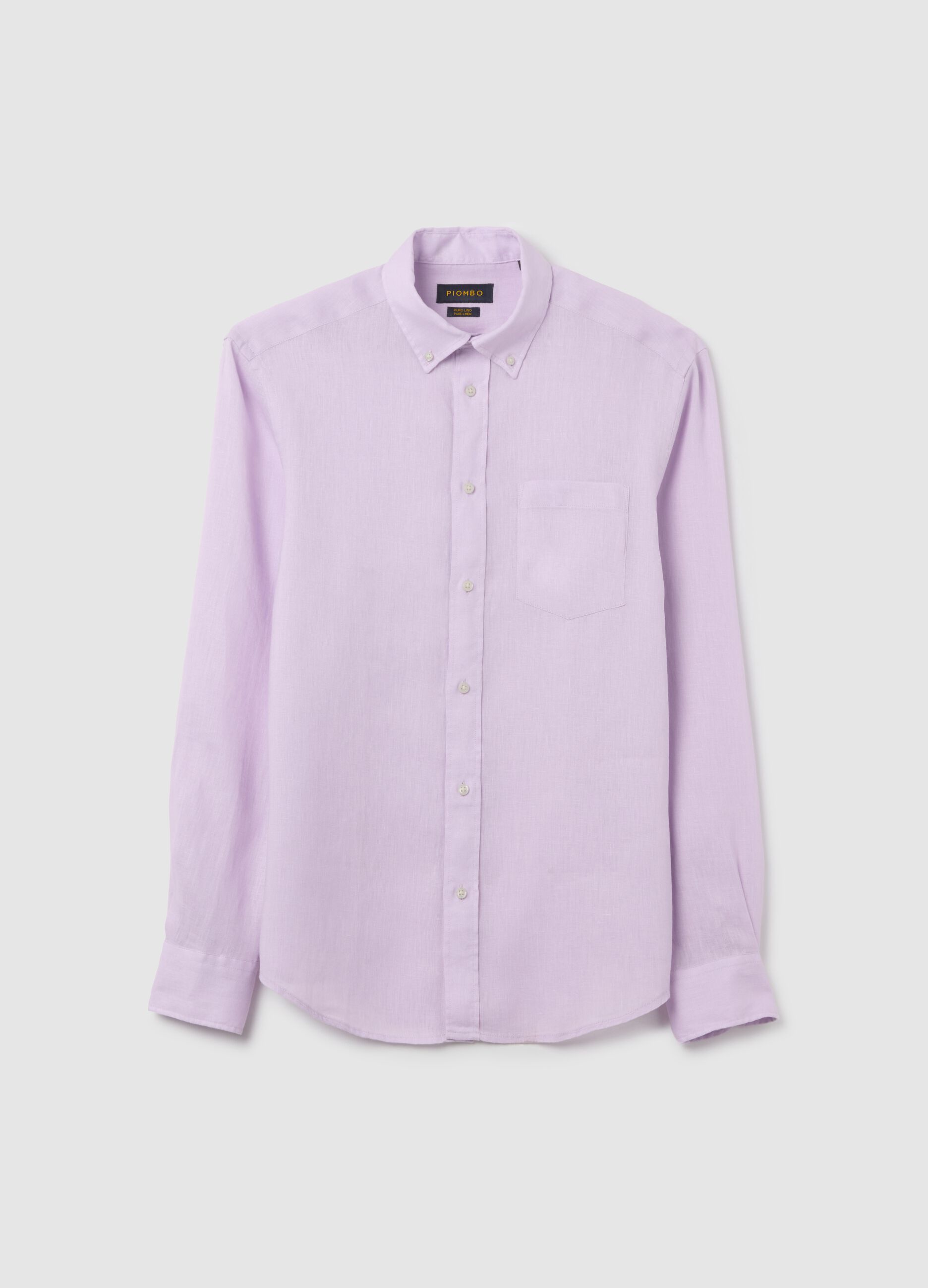 Purple Regular Linen Shirt Piombo