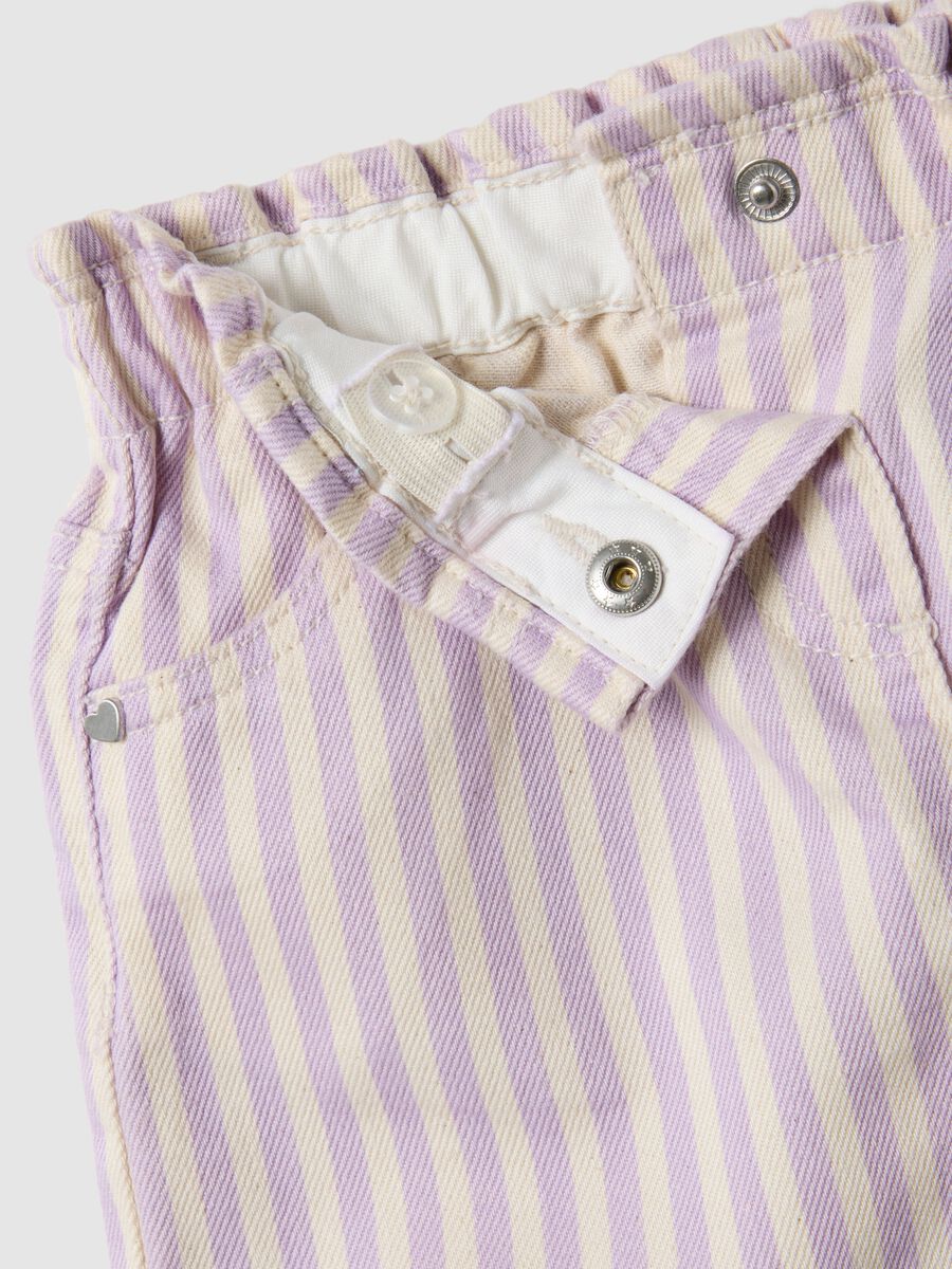 Girl's regular fit multicoloured striped pure cotton shorts_2