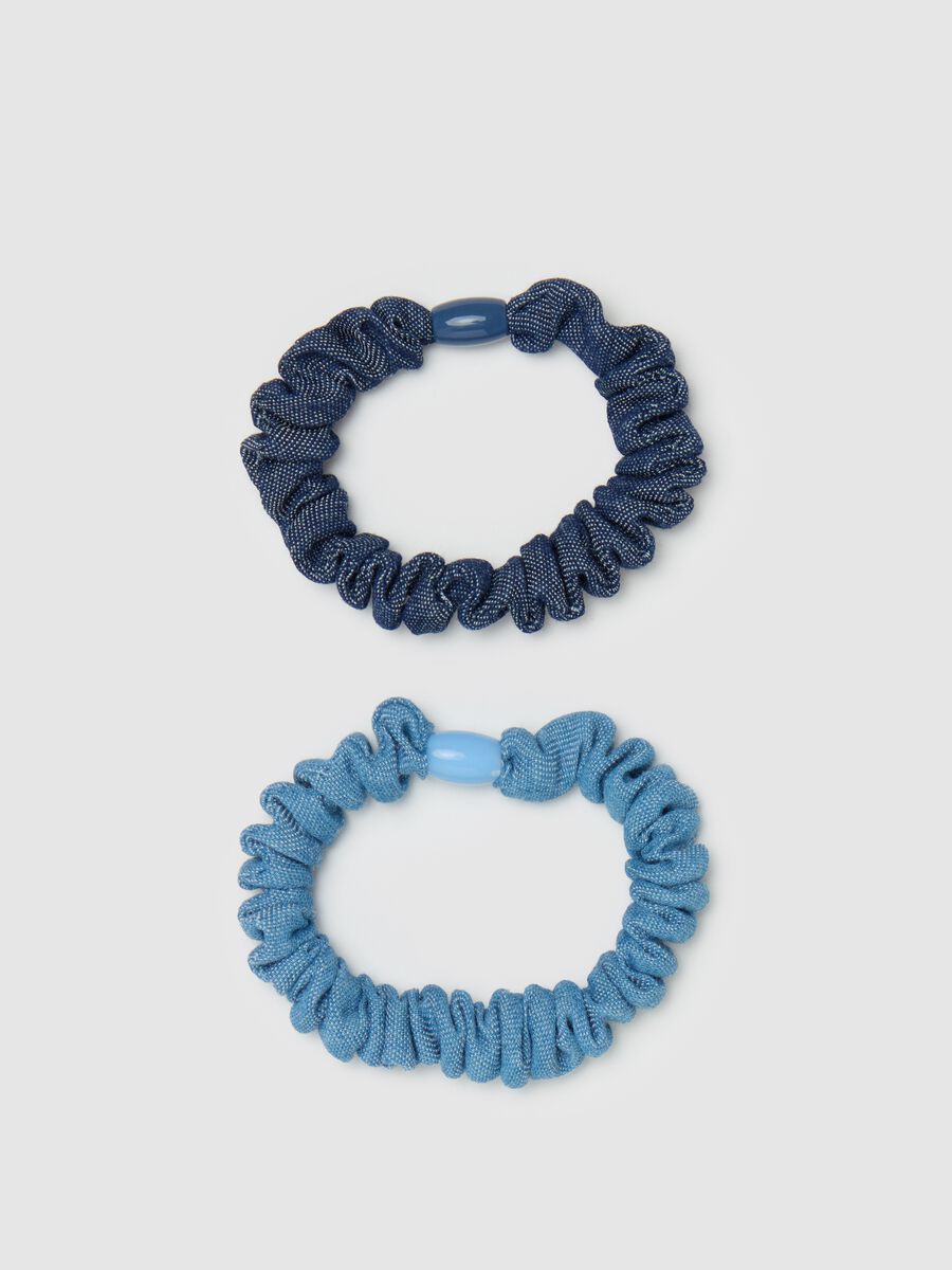 Two-pack denim hair elastics_0