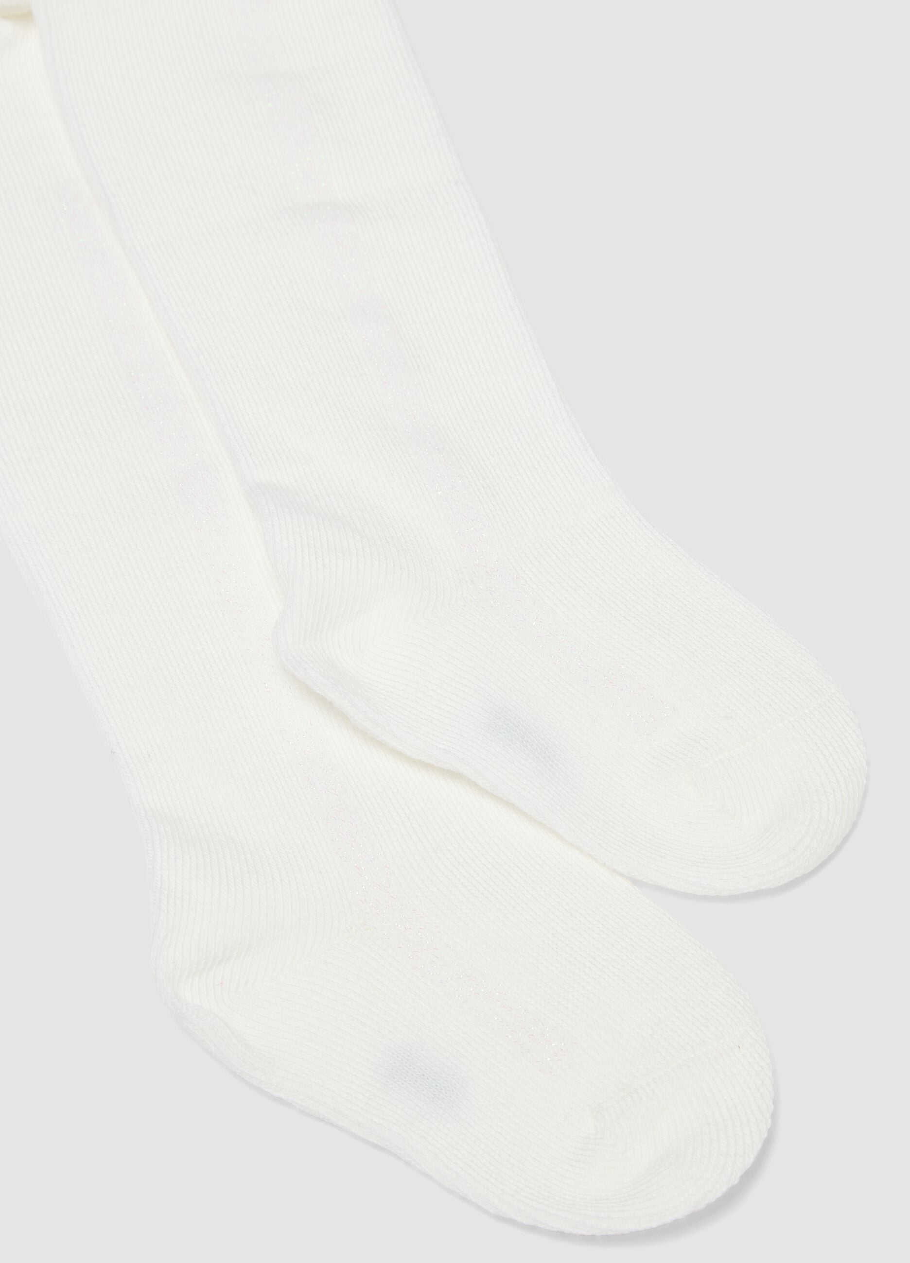 White organic stretch-cotton tights with lurex