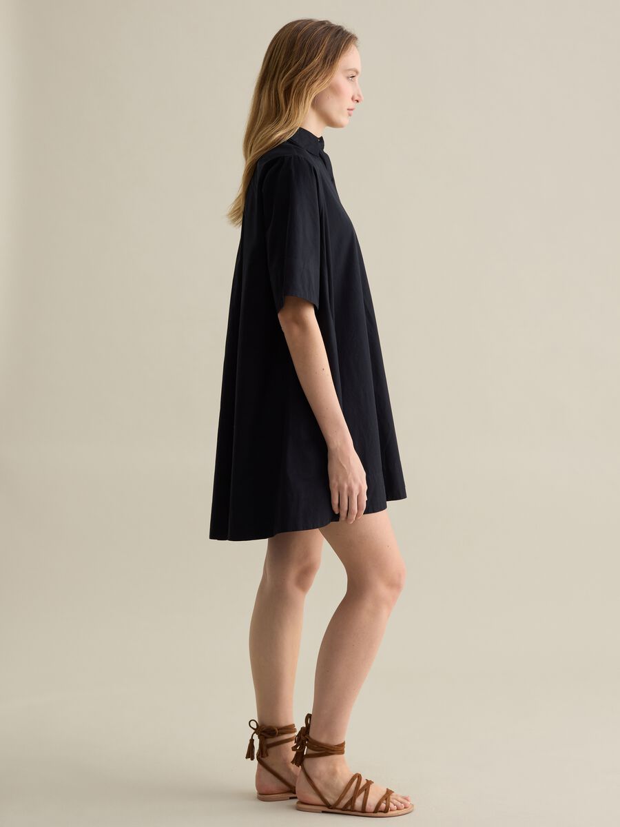 Black shirt dress in poplin_1