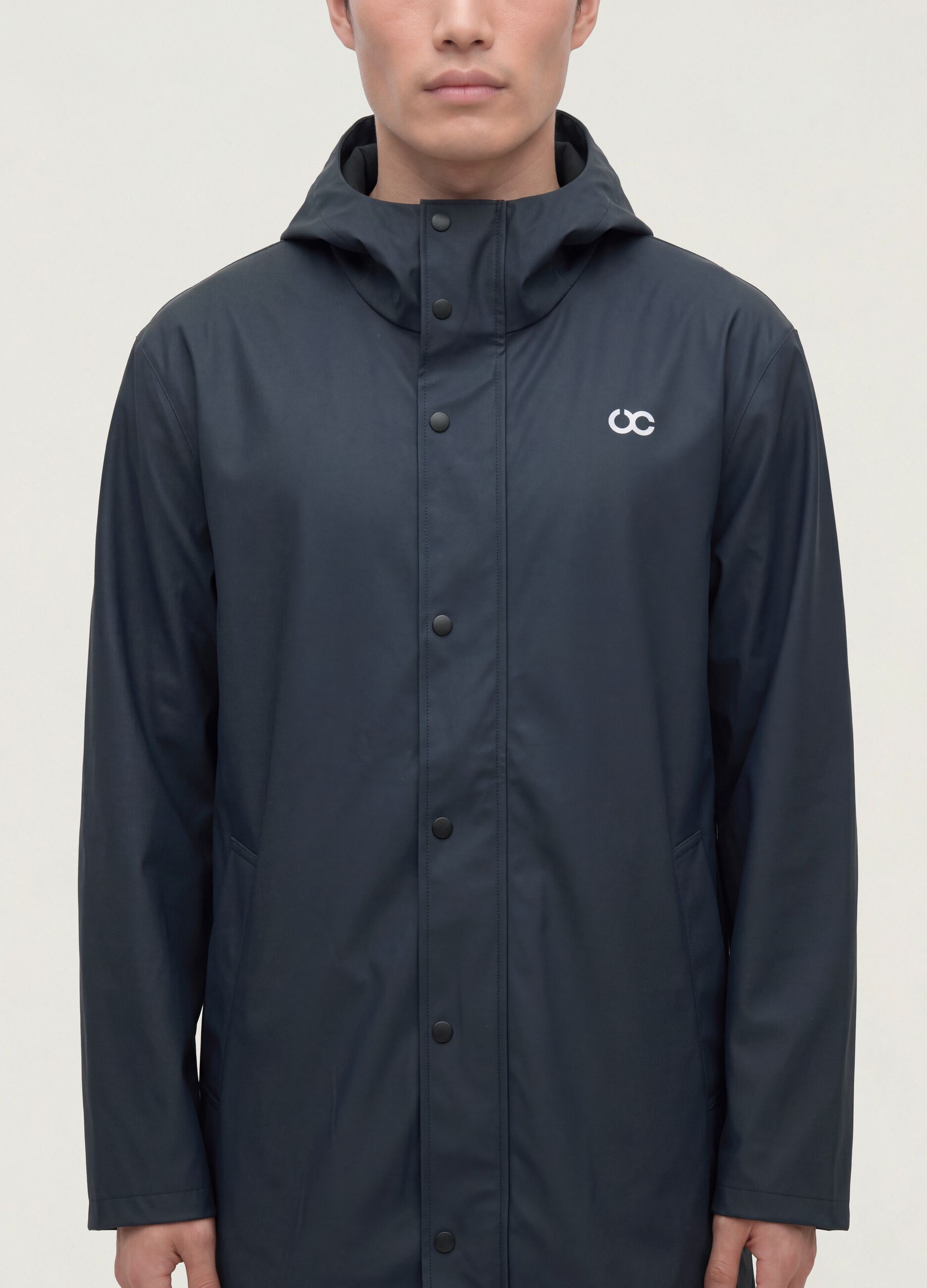 Blue regular-fit raincoat with zip