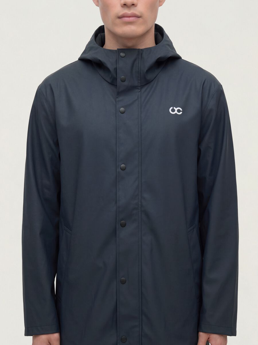 Blue regular-fit raincoat with zip_2